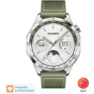 Smartwatch HUAWEI Watch GT4 46mm, GPS, Android/iOS, Green Woven Strap Smartwatch HUAWEI Watch GT4 46mm, GPS, Android/iOS, Green Woven Strap