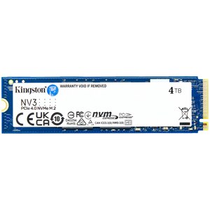 Solid-State Drive (SSD) KINGSTON NV3, 4TB, PCI-Express 4.0 x4, M.2, SNV3S/4000G Solid-State Drive (SSD) KINGSTON NV3, 4TB, PCI-Express 4.0 x4, M.2, SNV3S/4000G