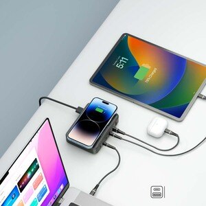Statie incarcare wireless PROMATE PowerBase-GaN100, 4xUSB-C Power Delivery 30W-100W, 2xUSB-A Quick Charge 30W, Wireless 15W, negru Statie incarcare wireless PROMATE PowerBase-GaN100, 4xUSB-C Power Delivery 30W-100W, 2xUSB-A Quick Charge 30W, Wireless 15W, negru
