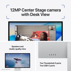 Monitor APPLE Studio Display mfey4z/a, 27" 5K Retina, WebCam 12MP, Standard Glass, VESA Mount Adapter (Stand not included), argintiu Monitor APPLE Studio Display mfey4z/a, 27" 5K Retina, WebCam 12MP, Standard Glass, VESA Mount Adapter (Stand not included), argintiu