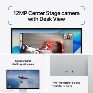 Monitor APPLE Studio Display mfex4z/a, 27" 5K Retina, WebCam 12MP, Standard Glass, Tilt Adjustable Stand, argintiu Monitor APPLE Studio Display mfex4z/a, 27" 5K Retina, WebCam 12MP, Standard Glass, Tilt Adjustable Stand, argintiu