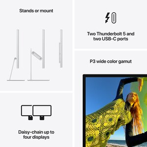 Monitor APPLE Studio Display mfey4z/a, 27" 5K Retina, WebCam 12MP, Standard Glass, VESA Mount Adapter (Stand not included), argintiu Monitor APPLE Studio Display mfey4z/a, 27" 5K Retina, WebCam 12MP, Standard Glass, VESA Mount Adapter (Stand not included), argintiu