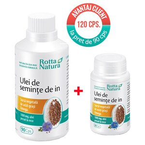 Supliment alimentar Pachet Ulei de Seminte de In, 120 capsule, ROTTA NATURA Supliment alimentar Pachet Ulei de Seminte de In, 120 capsule, ROTTA NATURA