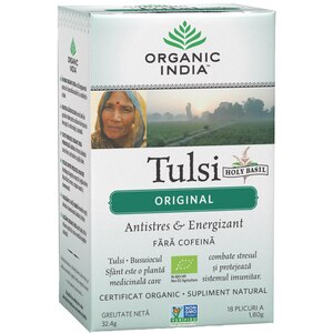 Ceai ORGANIC INDIA Tulsi Original, 18 plicuri, 32.4g Ceai ORGANIC INDIA Tulsi Original, 18 plicuri, 32.4g