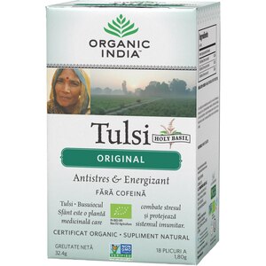 Ceai ORGANIC INDIA Tulsi Original, 18 plicuri, 32.4g Ceai ORGANIC INDIA Tulsi Original, 18 plicuri, 32.4g