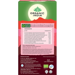 Ceai ORGANIC INDIA Tulsi Scortisoara si Trandafiri, 25 plicuri, 45g Ceai ORGANIC INDIA Tulsi Scortisoara si Trandafiri, 25 plicuri, 45g