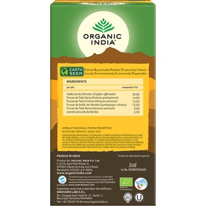 Ceai Tulsi Lamaie, Ghimbir, 25 plicuri, ORGANIC INDIA Ceai Tulsi Lamaie, Ghimbir, 25 plicuri, ORGANIC INDIA