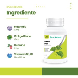 Supliment alimentar Memo Plus, 60 capsule, REVO NATURAL Supliment alimentar Memo Plus, 60 capsule, REVO NATURAL