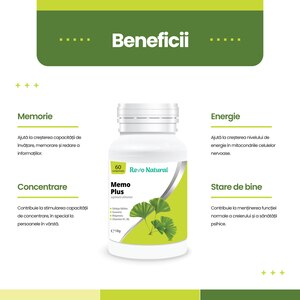 Supliment alimentar Memo Plus, 60 capsule, REVO NATURAL Supliment alimentar Memo Plus, 60 capsule, REVO NATURAL