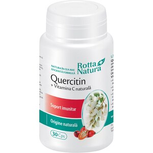 Supliment alimentar Quercitin + Vitamina C naturala, 30 capsule, ROTTA NATURA Supliment alimentar Quercitin + Vitamina C naturala, 30 capsule, ROTTA NATURA