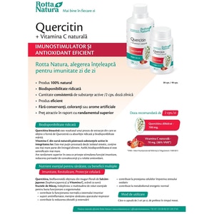 Supliment alimentar Quercitin + Vitamina C naturala, 30 capsule, ROTTA NATURA Supliment alimentar Quercitin + Vitamina C naturala, 30 capsule, ROTTA NATURA