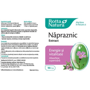Supliment alimentar Napraznic Extract, 90 capsule, ROTTA NATURA Supliment alimentar Napraznic Extract, 90 capsule, ROTTA NATURA
