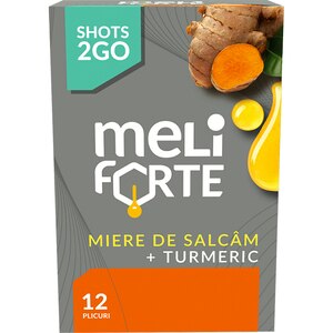 Pachet 2 x Miere de salcam si turmeric x 12 plicuri, 240 g, MELIFORTE Pachet 2 x Miere de salcam si turmeric x 12 plicuri, 240 g, MELIFORTE