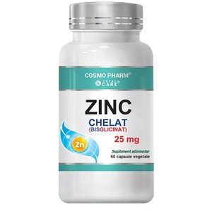 Supliment Zinc chelat 25 mg, 60 tablete, COSMO PHARM Supliment Zinc chelat 25 mg, 60 tablete, COSMO PHARM