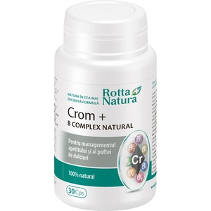 Supliment alimentar Crom + B Complex Natural, 30 capsule, ROTTA NATURA Supliment alimentar Crom + B Complex Natural, 30 capsule, ROTTA NATURA