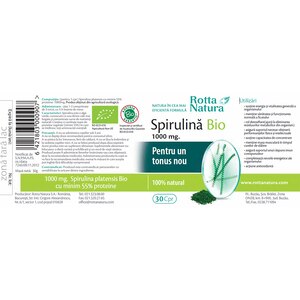 Supliment Spirulina Bio 1000 mg, 30 comprimate, ROTTA NATURA Supliment Spirulina Bio 1000 mg, 30 comprimate, ROTTA NATURA