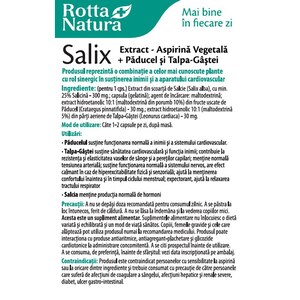 Supliment Salix Extract + Paducel si Talpa Gastei, 30 capsule, ROTTA NATURA Supliment Salix Extract + Paducel si Talpa Gastei, 30 capsule, ROTTA NATURA