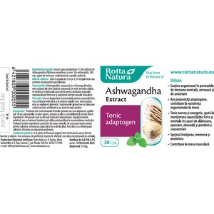 Supliment Ashwangandha Extract, 30 capsule, ROTTA NATURA Supliment Ashwangandha Extract, 30 capsule, ROTTA NATURA