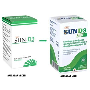 Supliment alimentar Sun-D3, 60 capsule, SUN WAVE PHARMA Supliment alimentar Sun-D3, 60 capsule, SUN WAVE PHARMA