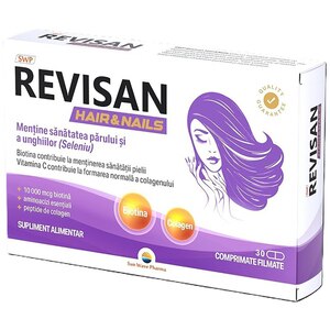 Supliment alimentar Revisan Hair & Nail, 30 comprimate filmate, SUN WAVE PHARMA Supliment alimentar Revisan Hair & Nail, 30 comprimate filmate, SUN WAVE PHARMA
