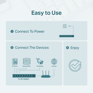 Switch TP-LINK TL-SF1008LP, 8 porturi RJ45 10/100 Mbps, negru Switch TP-LINK TL-SF1008LP, 8 porturi RJ45 10/100 Mbps, negru