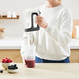 Mixer de mana TEFAL Prep'Mix HT461138, 0.6l, 500W, 5 trepte viteza, alb-gri inchis Mixer de mana TEFAL Prep'Mix HT461138, 0.6l, 500W, 5 trepte viteza, alb-gri inchis