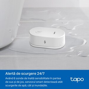 Senzor smart pentru detectarea scurgerilor de apa TP-LINK Tapo T300, IP67, alb Senzor smart pentru detectarea scurgerilor de apa TP-LINK Tapo T300, IP67, alb