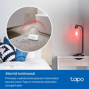 Senzor smart pentru detectarea scurgerilor de apa TP-LINK Tapo T300, IP67, alb Senzor smart pentru detectarea scurgerilor de apa TP-LINK Tapo T300, IP67, alb