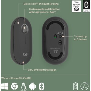 Kit mouse si tastatura wireless LOGITECH Pebble 2 Combo pentru Mac, Bluetooth, grafit Kit mouse si tastatura wireless LOGITECH Pebble 2 Combo pentru Mac, Bluetooth, grafit
