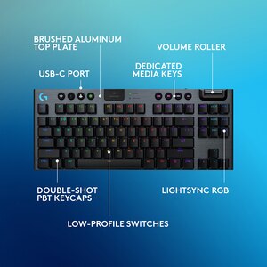 Tastatura Gaming Wireless mecanica LOGITECH G915 X Lightspeed TKL Linear Switches, Bluetooth, USB, Layout US INT, negru Tastatura Gaming Wireless mecanica LOGITECH G915 X Lightspeed TKL Linear Switches, Bluetooth, USB, Layout US INT, negru