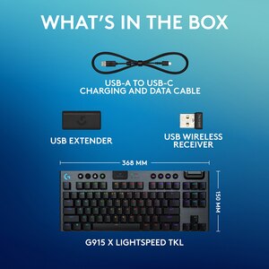 Tastatura Gaming Wireless mecanica LOGITECH G915 X Lightspeed TKL Linear Switches, Bluetooth, USB, Layout US INT, negru Tastatura Gaming Wireless mecanica LOGITECH G915 X Lightspeed TKL Linear Switches, Bluetooth, USB, Layout US INT, negru