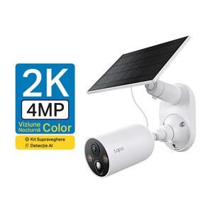 Kit camera IP Wireless exterior TP-LINK Tapo TC85, 4MP, 1440 p, IP65, IR, Night Vision, alb Kit camera IP Wireless exterior TP-LINK Tapo TC85, 4MP, 1440 p, IP65, IR, Night Vision, alb