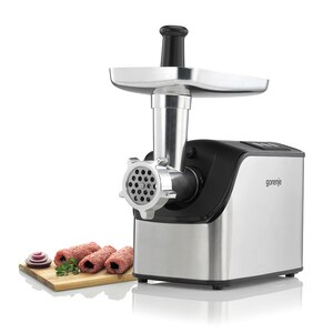Masina de tocat carne GORENJE MG2202SXE, 2.2kg/min, 2200W, accesoriu carnati/biscuiti/suc de rosii, argintiu-negru Masina de tocat carne GORENJE MG2202SXE, 2.2kg/min, 2200W, accesoriu carnati/biscuiti/suc de rosii, argintiu-negru