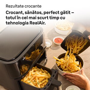 Friteuza cu aer cald dubla BRAUN TwinCook 3 TD3030IBK, 8l, 1.8kg, 2850W, negru-argintiu Friteuza cu aer cald dubla BRAUN TwinCook 3 TD3030IBK, 8l, 1.8kg, 2850W, negru-argintiu