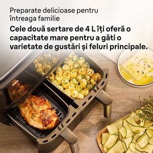 Friteuza cu aer cald dubla BRAUN TwinCook 3 TD3030IBK, 8l, 1.8kg, 2850W, negru-argintiu Friteuza cu aer cald dubla BRAUN TwinCook 3 TD3030IBK, 8l, 1.8kg, 2850W, negru-argintiu