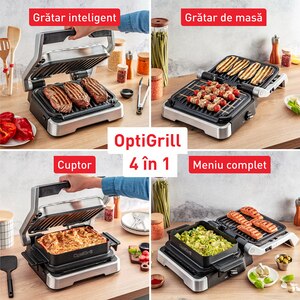 Gratar electric TEFAL OptiGrill 4in1 GC774D30, 2100W, 9 programe automate, argintiu-negru Gratar electric TEFAL OptiGrill 4in1 GC774D30, 2100W, 9 programe automate, argintiu-negru