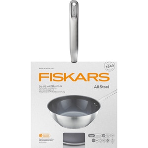 Tigaie wok FISKARS All Steel, 28 cm, otel inoxidabil, argintiu Tigaie wok FISKARS All Steel, 28 cm, otel inoxidabil, argintiu