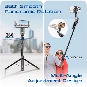 Selfie stick PROMATE TriPop-Ai, AI Face Tracking, negru Selfie stick PROMATE TriPop-Ai, AI Face Tracking, negru