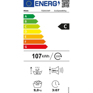 Uscator de rufe MIELE TSD 643 WP EcoSpeed, Pompa de caldura, 9 kg, 12 programe, Clasa C, Wi-Fi, alb Uscator de rufe MIELE TSD 643 WP EcoSpeed, Pompa de caldura, 9 kg, 12 programe, Clasa C, Wi-Fi, alb