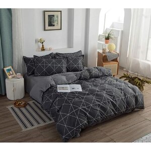 Lenjerie de pat Duo Geometric, 2 persoane, 100% bumbac, 160 x 200 cm, 4 piese Lenjerie de pat Duo Geometric, 2 persoane, 100% bumbac, 160 x 200 cm, 4 piese