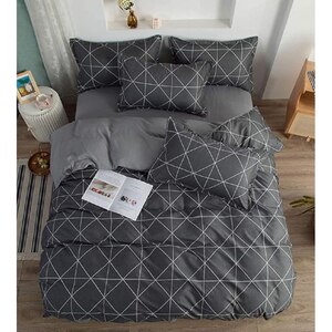 Lenjerie de pat Duo Geometric, 2 persoane, 100% bumbac, 160 x 200 cm, 4 piese Lenjerie de pat Duo Geometric, 2 persoane, 100% bumbac, 160 x 200 cm, 4 piese