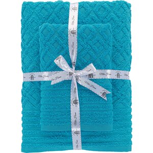 Set 2 prosoape baie MILA HOME Sara, 70 x 140 cm, 50 x 90 cm, bumbac, albastru Set 2 prosoape baie MILA HOME Sara, 70 x 140 cm, 50 x 90 cm, bumbac, albastru