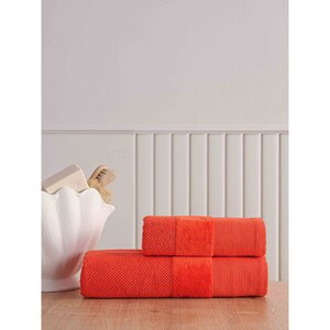Set 2 prosoape baie MILA HOME Mia, 70 x 140 cm, 50 x 90 cm, bumbac, portocaliu Set 2 prosoape baie MILA HOME Mia, 70 x 140 cm, 50 x 90 cm, bumbac, portocaliu