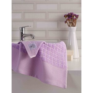 Set 2 prosoape baie MILA HOME Karo, 70 x 140 cm, 50 x 90 cm, bumbac, lila Set 2 prosoape baie MILA HOME Karo, 70 x 140 cm, 50 x 90 cm, bumbac, lila