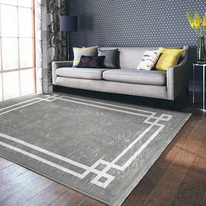 Covor living / dormitor Unique Classic, 80 x 150 cm, poliester, gri-alb Covor living / dormitor Unique Classic, 80 x 150 cm, poliester, gri-alb