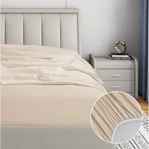 Cearsaf cu elastic pat MILA HOME, 100% bumbac ranforce, 160 x 200 cm, bej Cearsaf cu elastic pat MILA HOME, 100% bumbac ranforce, 160 x 200 cm, bej