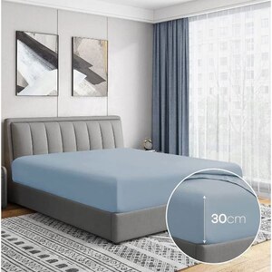 Cearsaf cu elastic pat MILA HOME, 100% bumbac ranforce, 160 x 200 cm, albastru deschis Cearsaf cu elastic pat MILA HOME, 100% bumbac ranforce, 160 x 200 cm, albastru deschis