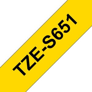 Banda etichete BROTHER TZe-S651, 24 mm, 8 m, Negru pe Galben Banda etichete BROTHER TZe-S651, 24 mm, 8 m, Negru pe Galben