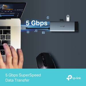 Hub USB TP-LINK UH6120C, USB Type-C, argintiu-negru Hub USB TP-LINK UH6120C, USB Type-C, argintiu-negru