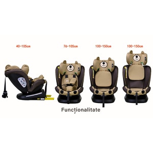 Scaun auto BUF BOOF Plus i-Size rotativ 360 grade ISIZEURSCOF, Isofix, 0-36 kg, maro-negru Scaun auto BUF BOOF Plus i-Size rotativ 360 grade ISIZEURSCOF, Isofix, 0-36 kg, maro-negru